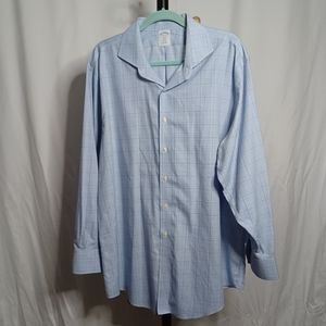 Brooks Brothers Regent Cotton Long Sleeve Plaid Blue/Brown Size 18 4/5 2XL